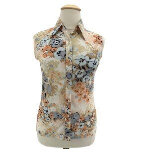 Vintage Mr. Dino New York Womens 17-18 Top Floral Sleeveless Button Multicolor